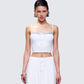 Lucien White Ribbon Path Knitted Top model front