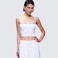 Lucien White Ribbon Path Knitted Top