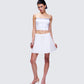 Lucien White Ribbon Path Knitted Top
