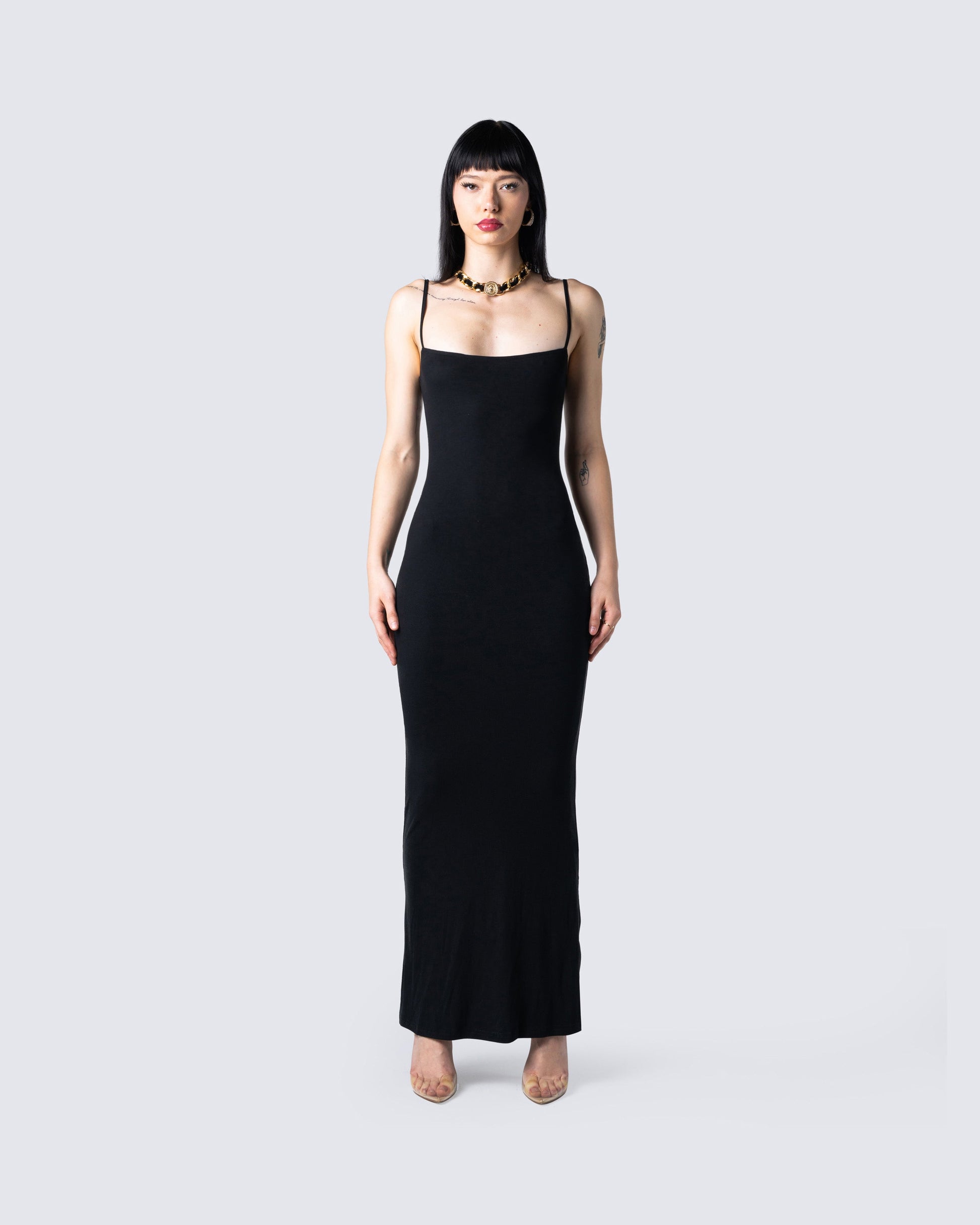 Lilibet Black Maxi Dress model front