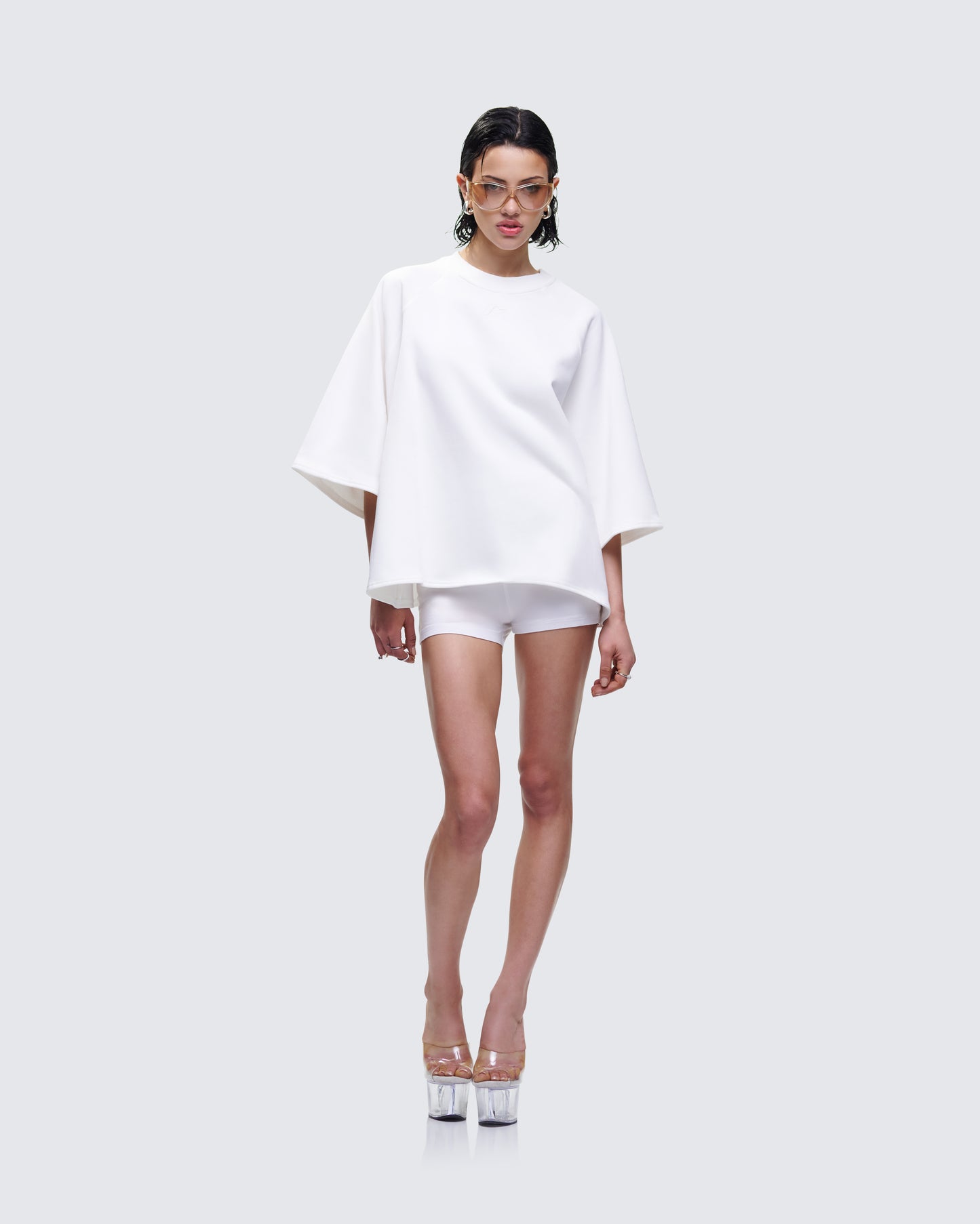 Mabelle White Oversized Raglan Top