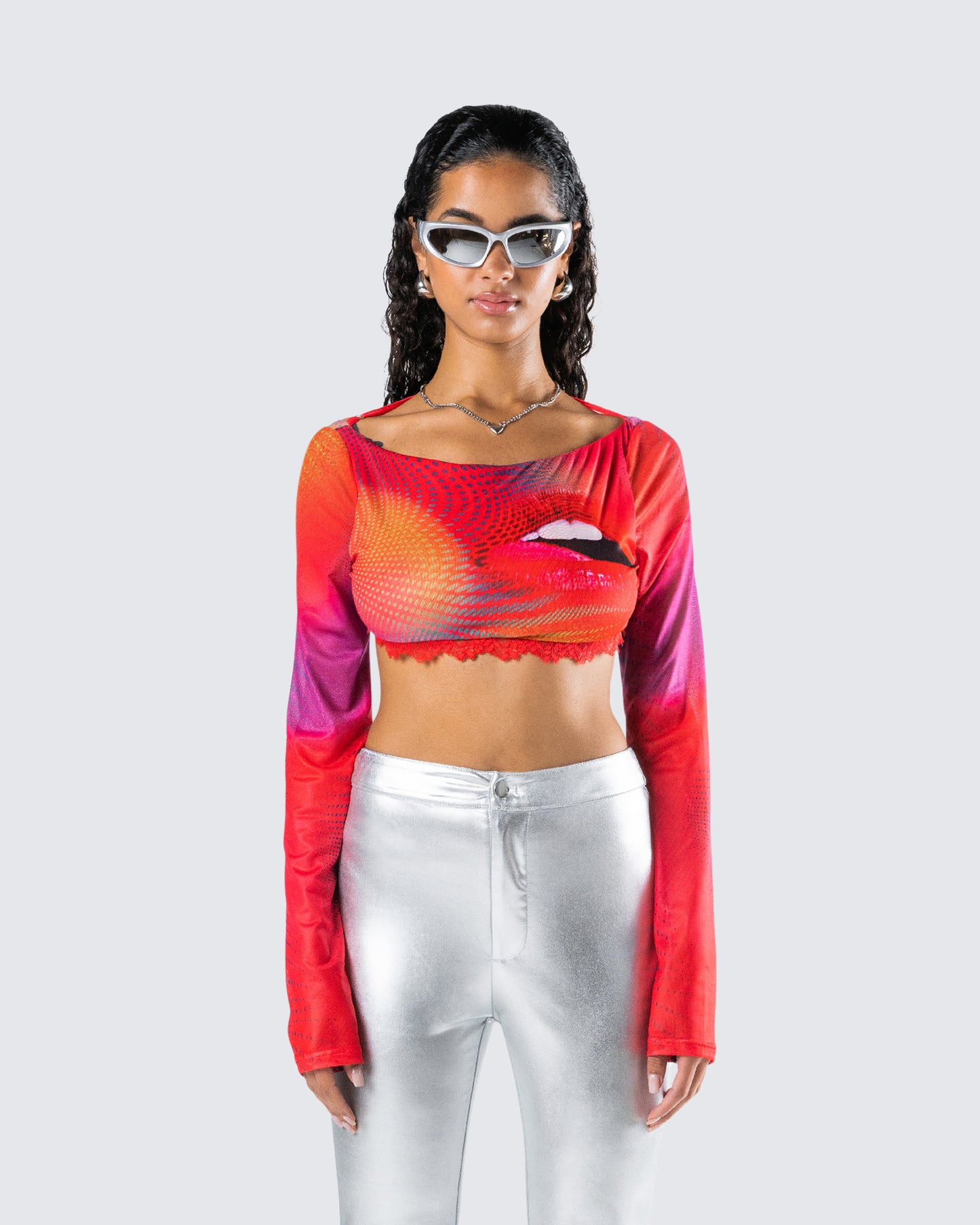 Maddox Abstract Print Top model front
