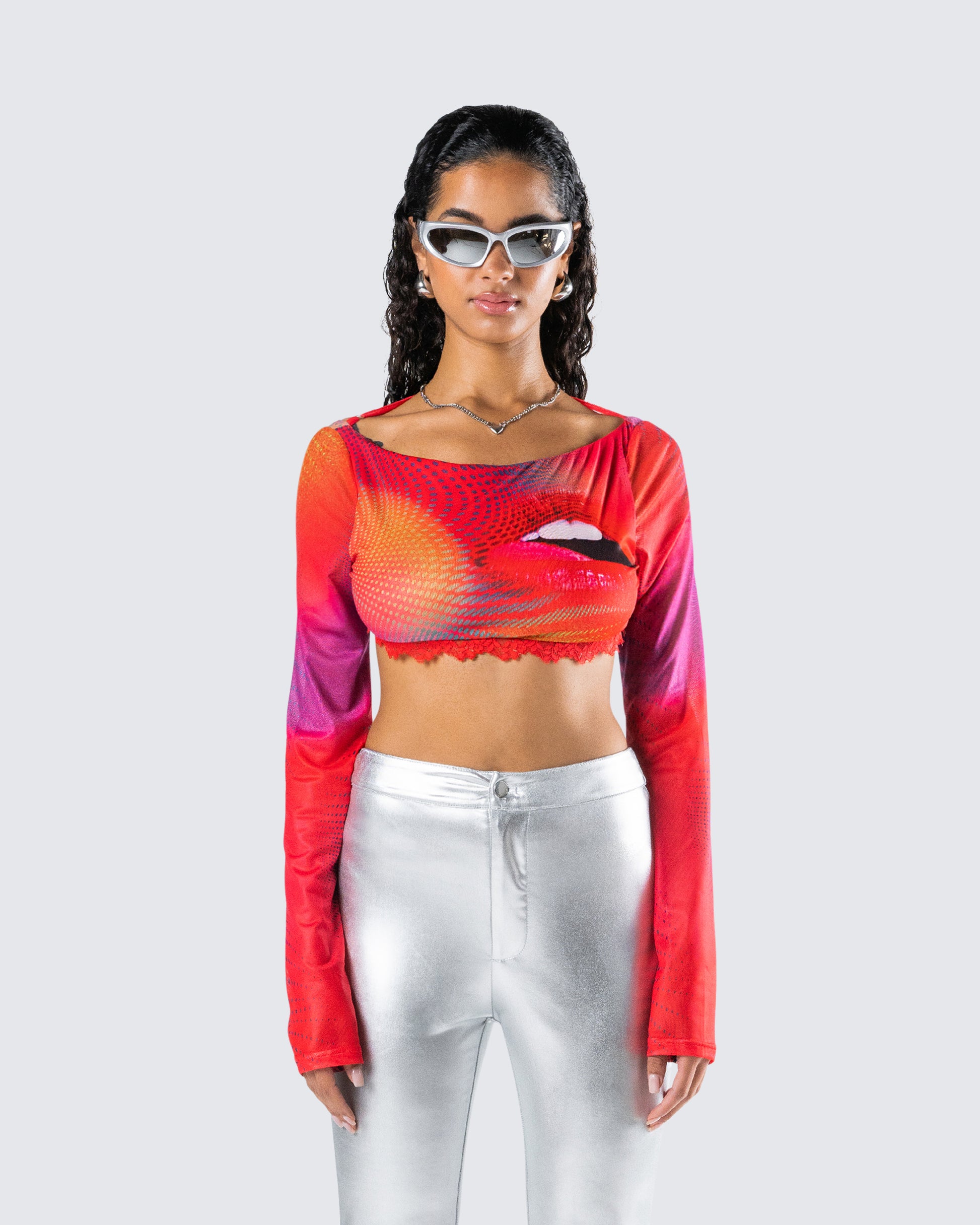 Maddox Abstract Print Top model front