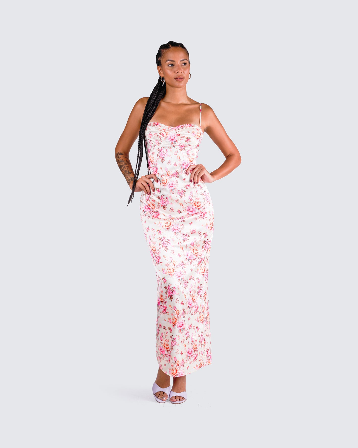 Maelle Ivory Flower Print Dress