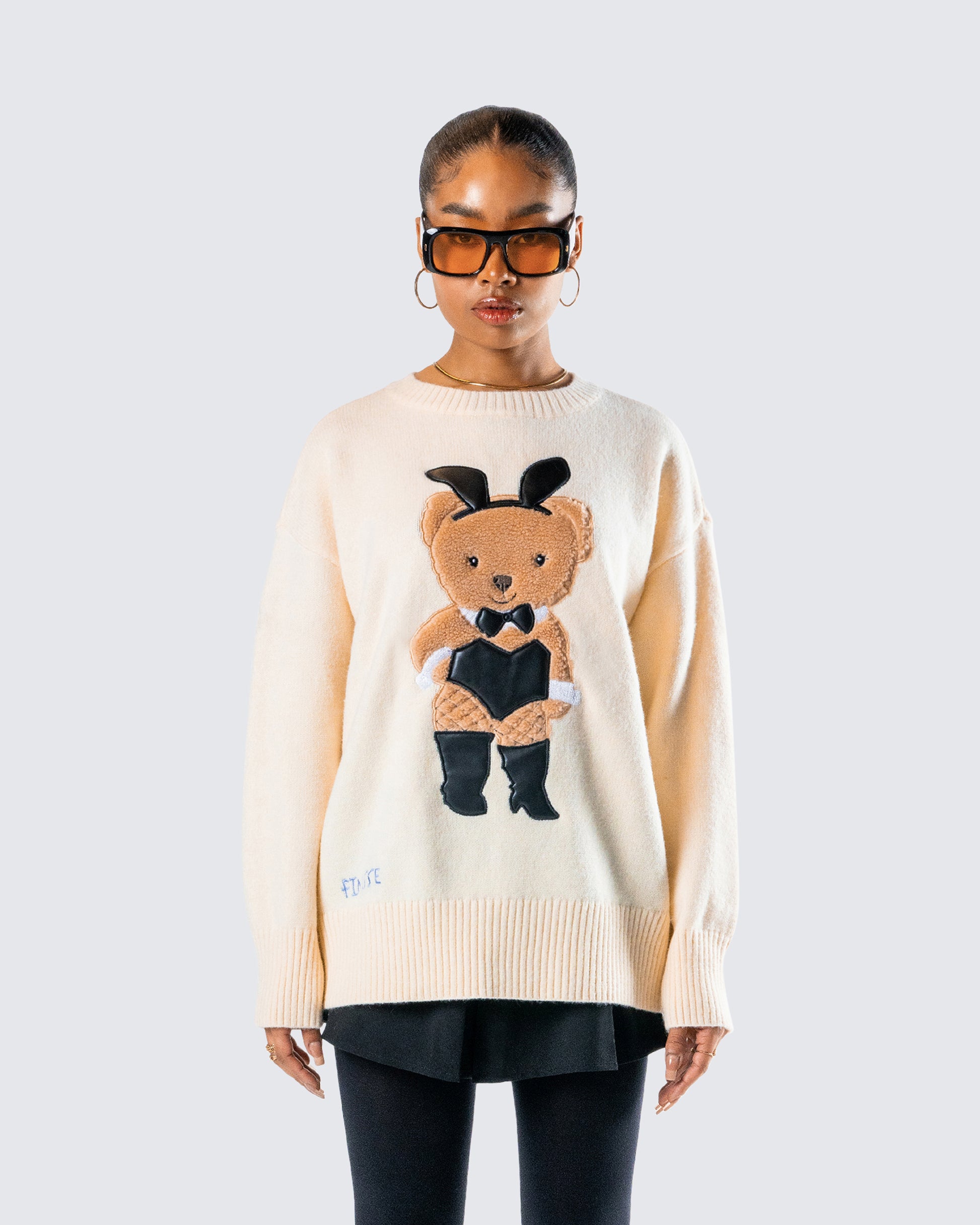 Magnolia Cream Sweater Knit Top model front