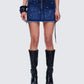 Maja Blue Denim Lace Up Micro Mini Skirt model front