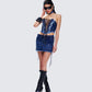 Maja Blue Denim Lace Up Micro Mini Skirt