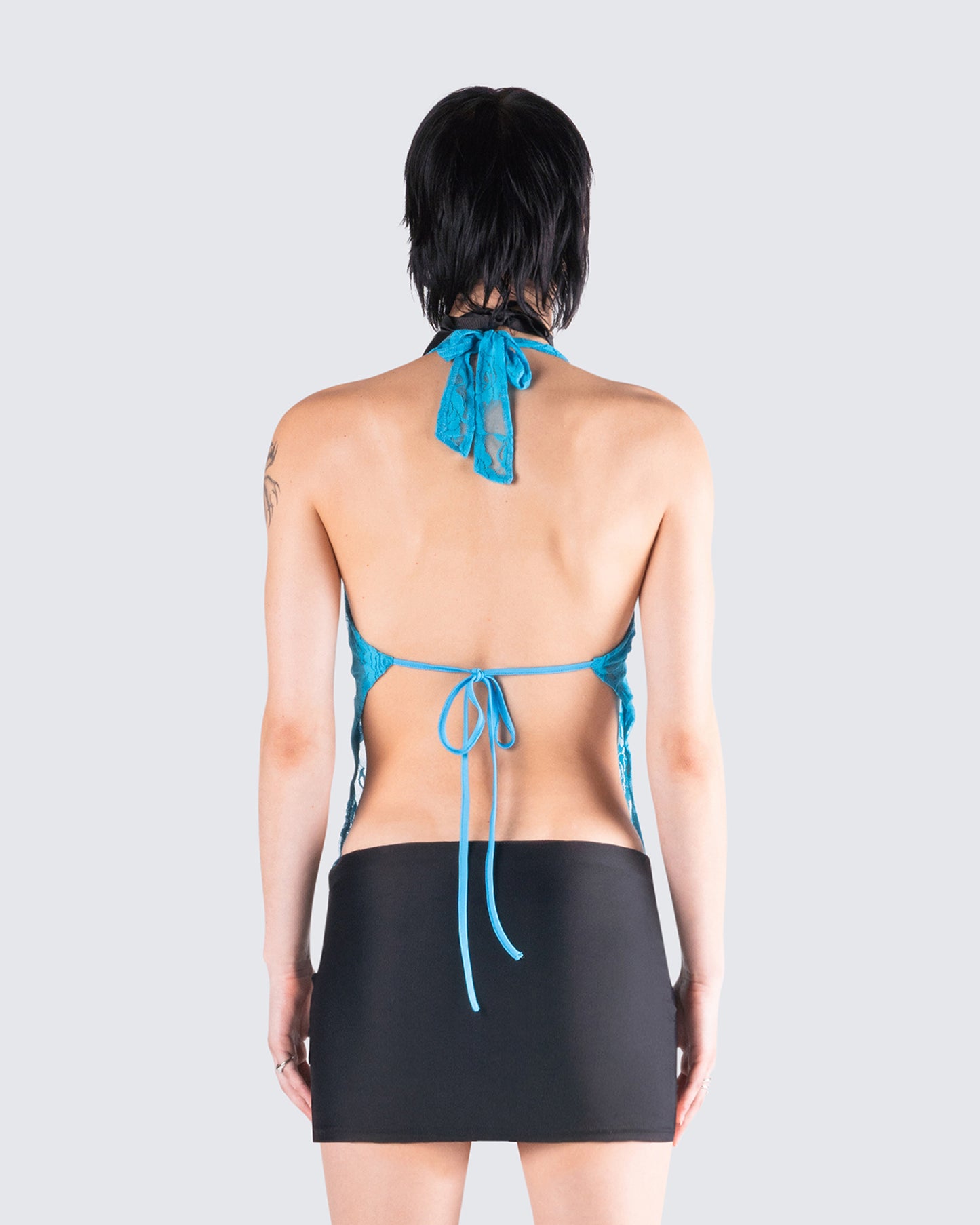 Mali Turquoise Lace Halter Top