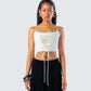 Malia Ivory Lace Up Corset Top model front