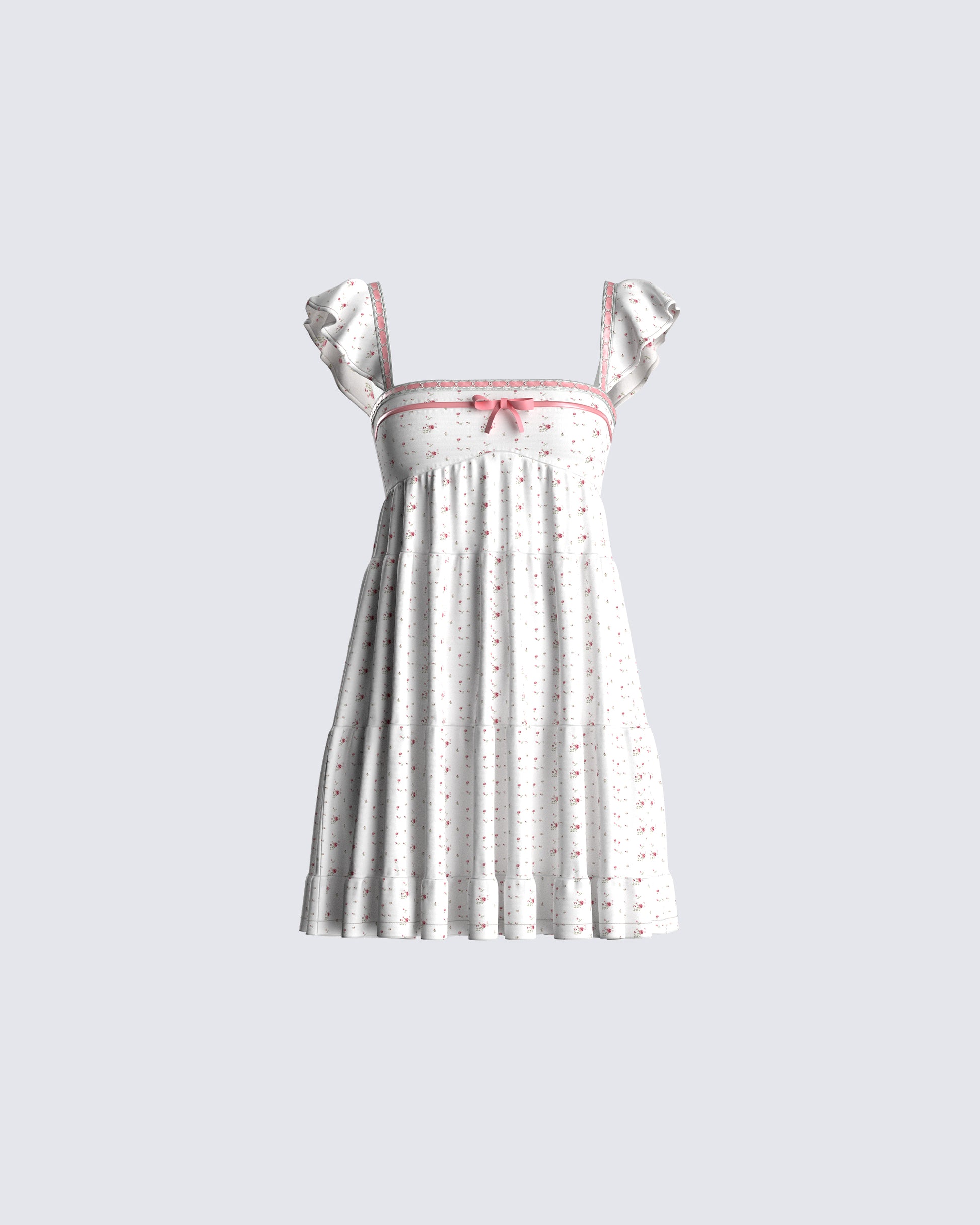 Mallory White Floral Mini Dress product front