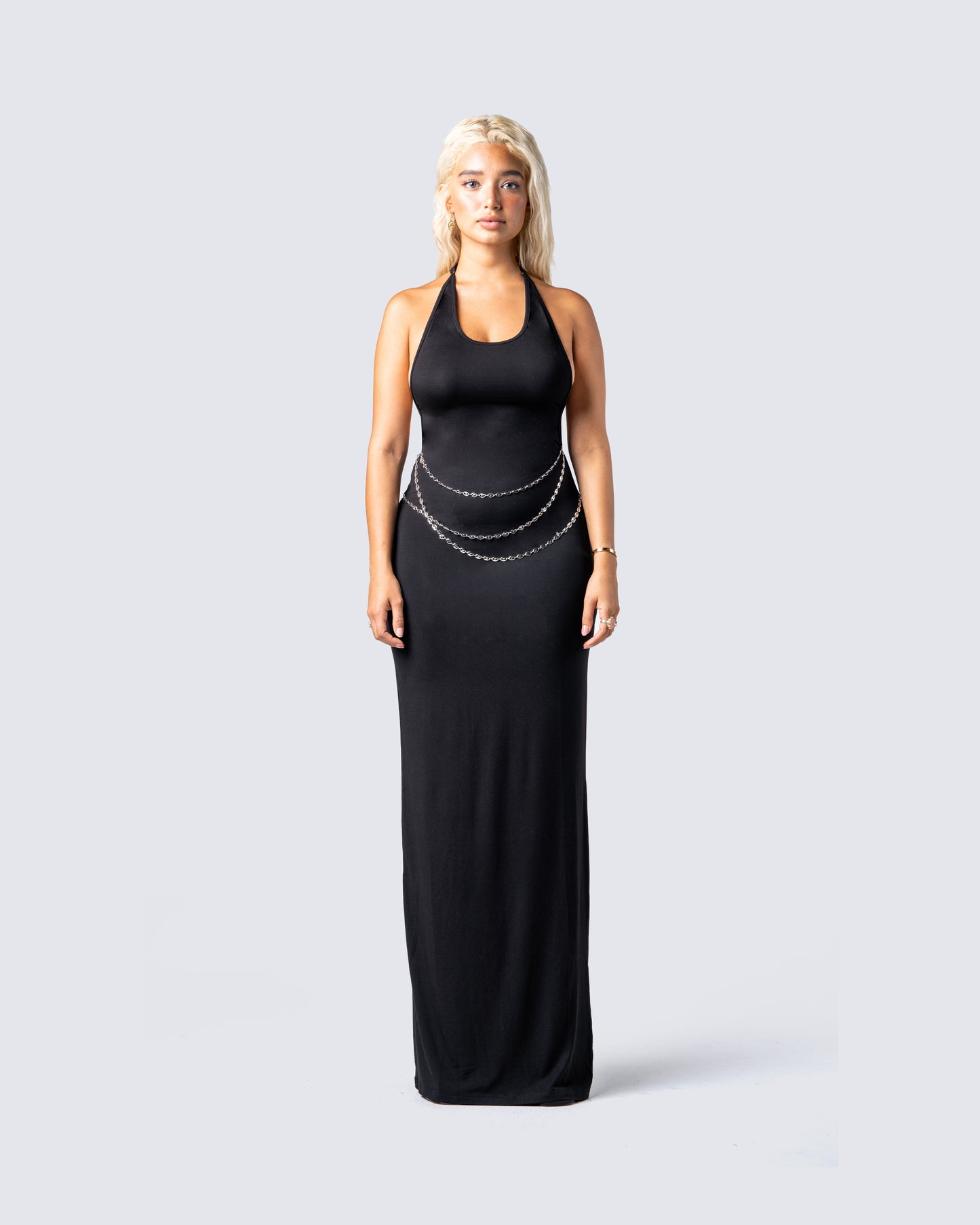Marcel Black Halter Maxi Dress model front