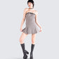 Marge Houndstooth Pleat Mini Dress