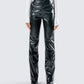 Mari Black Vegan Leather Pant model front