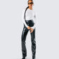 Mari Black Vegan Leather Pant