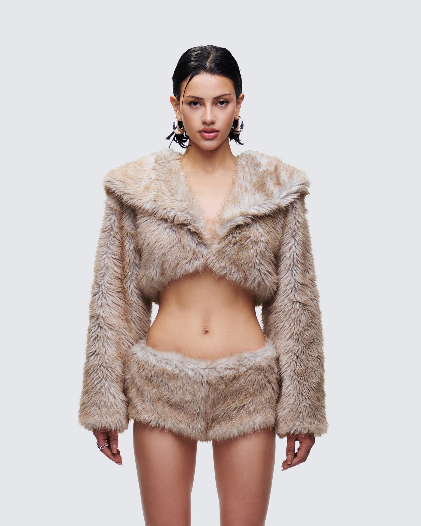 Marilyn Brown Faux Fur Jacket model front