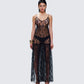 Marina Black Lace Sheer Maxi Dress model front
