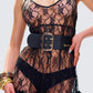 Marina Black Leather Wide Belt