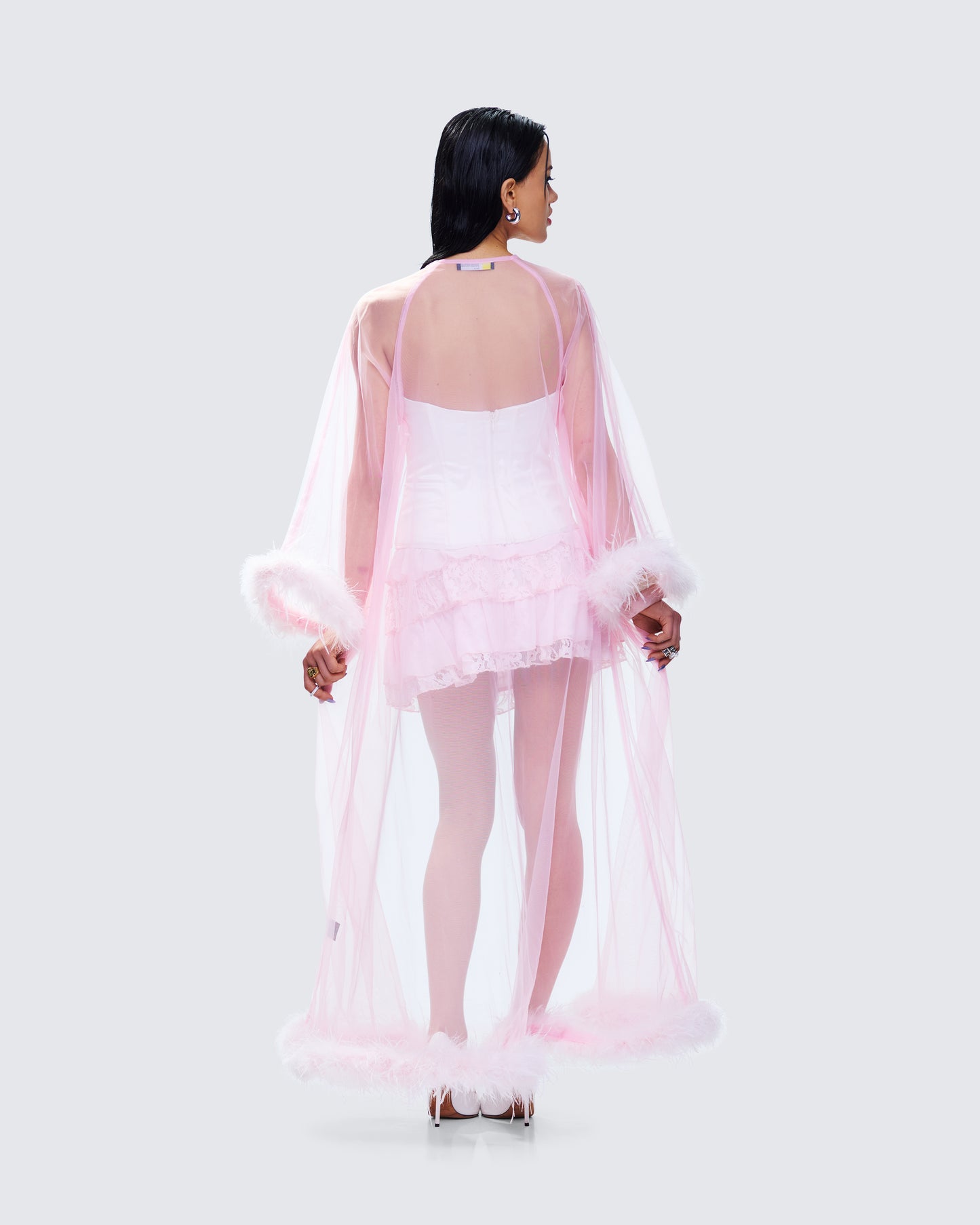 Maris Pink Feather Trim Robe