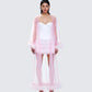 Maris Pink Feather Trim Robe model front