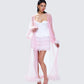 Maris Pink Feather Trim Robe