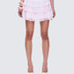 Maris Pink Tiered Ruffle Mini Skirt model front