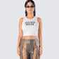 Marlow White Graphic Tank Top