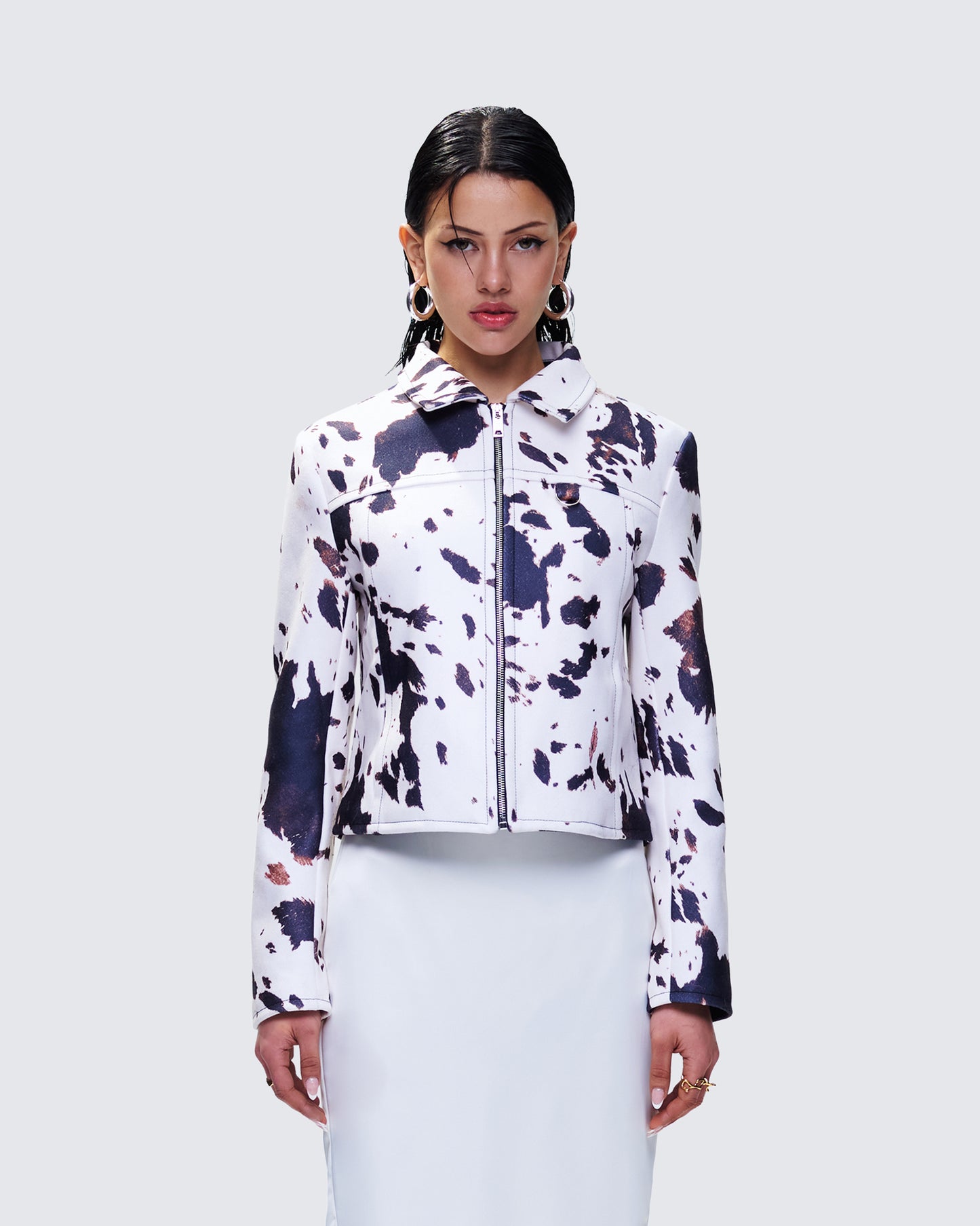 Marnie Multi Vegan Cowhide Jacket model front