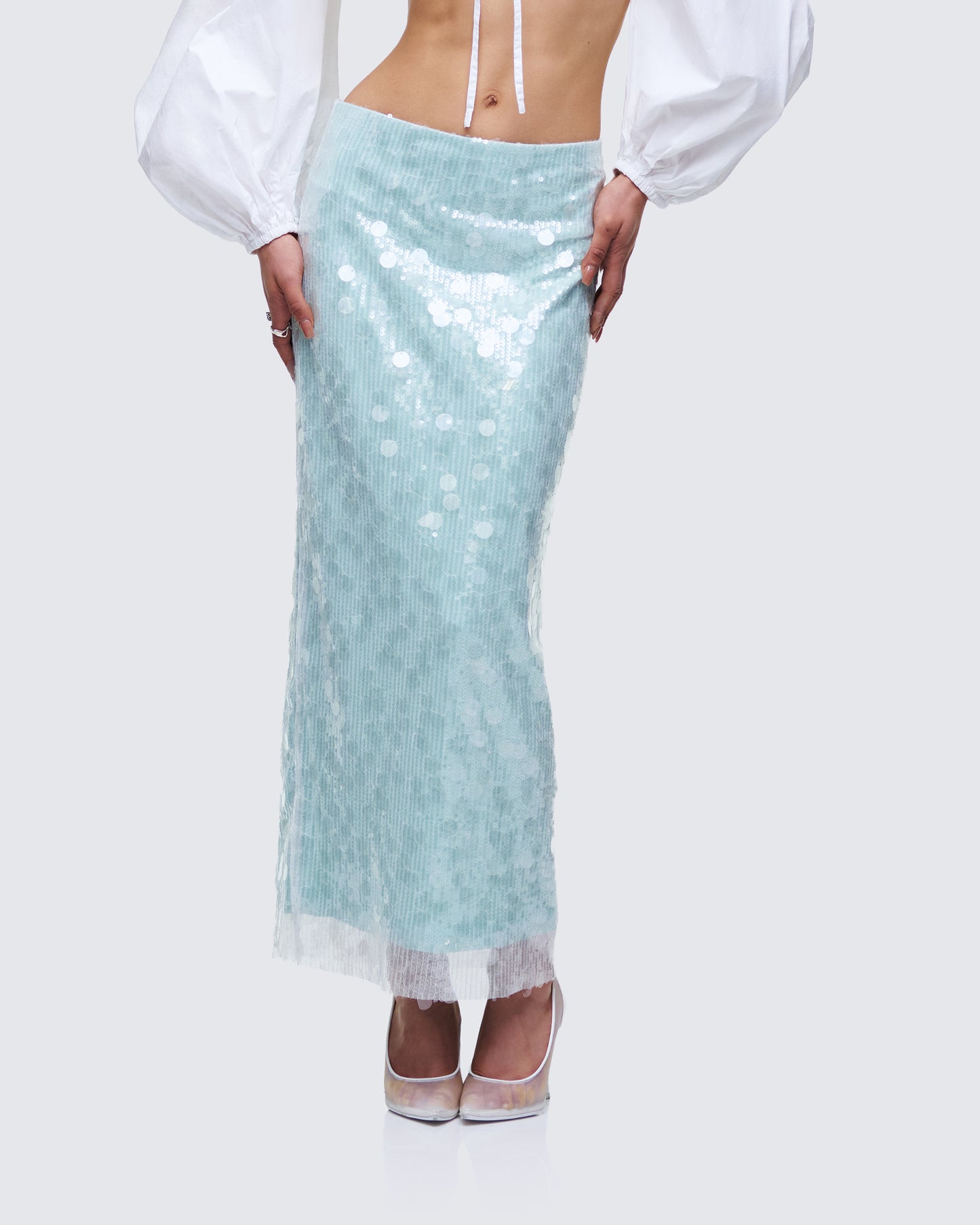 Marta Green Sequin Maxi Skirt