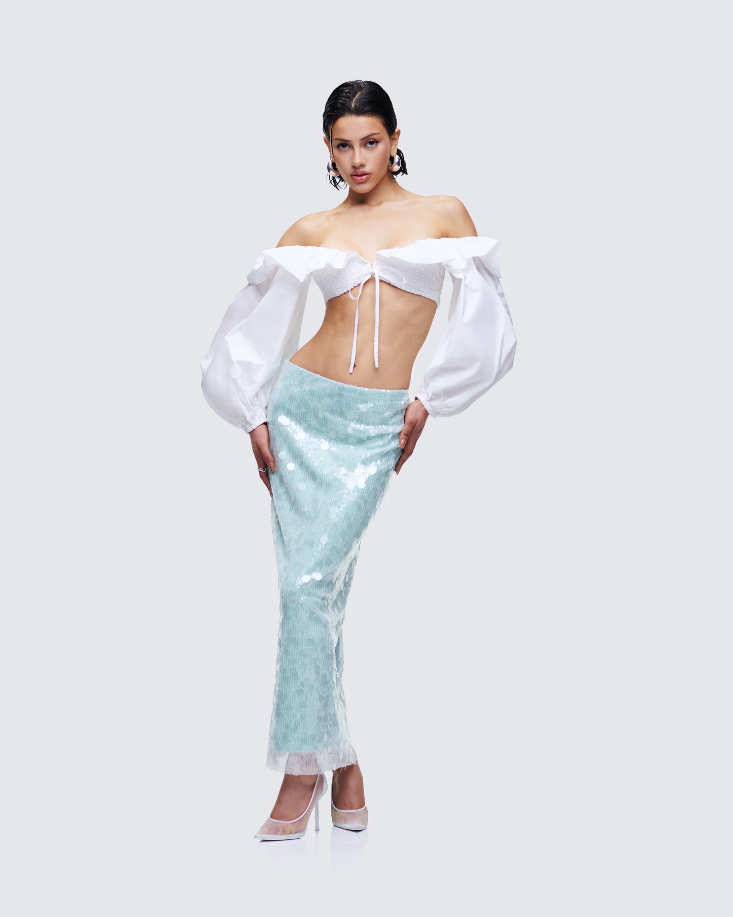 Marta Green Sequin Maxi Skirt