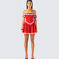 Masami Red Polka Dot Off Shoulder Dress model front
