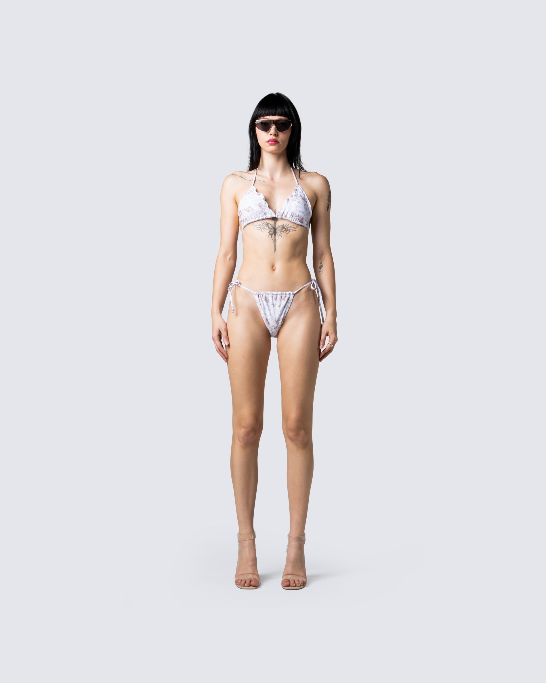 Mason White Print Bikini Bottom model front