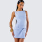 Matiyah Light Blue Belted Micro Mini Dress
