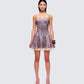 Maxima Brown Leopard Print Mini Dress model front