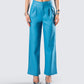 Maz Turquoise Vegan Leather Pant model front