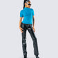 Maz Turquoise Rib Mock Neck Top