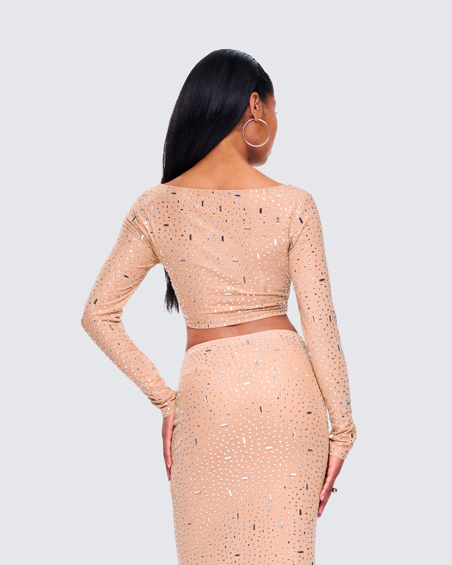 Maze Nude Rhinestone Crop Top