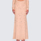 Maze Nude Rhinestone Maxi Skirt model front