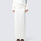 Mackenna Ivory Satin Maxi Skirt model front