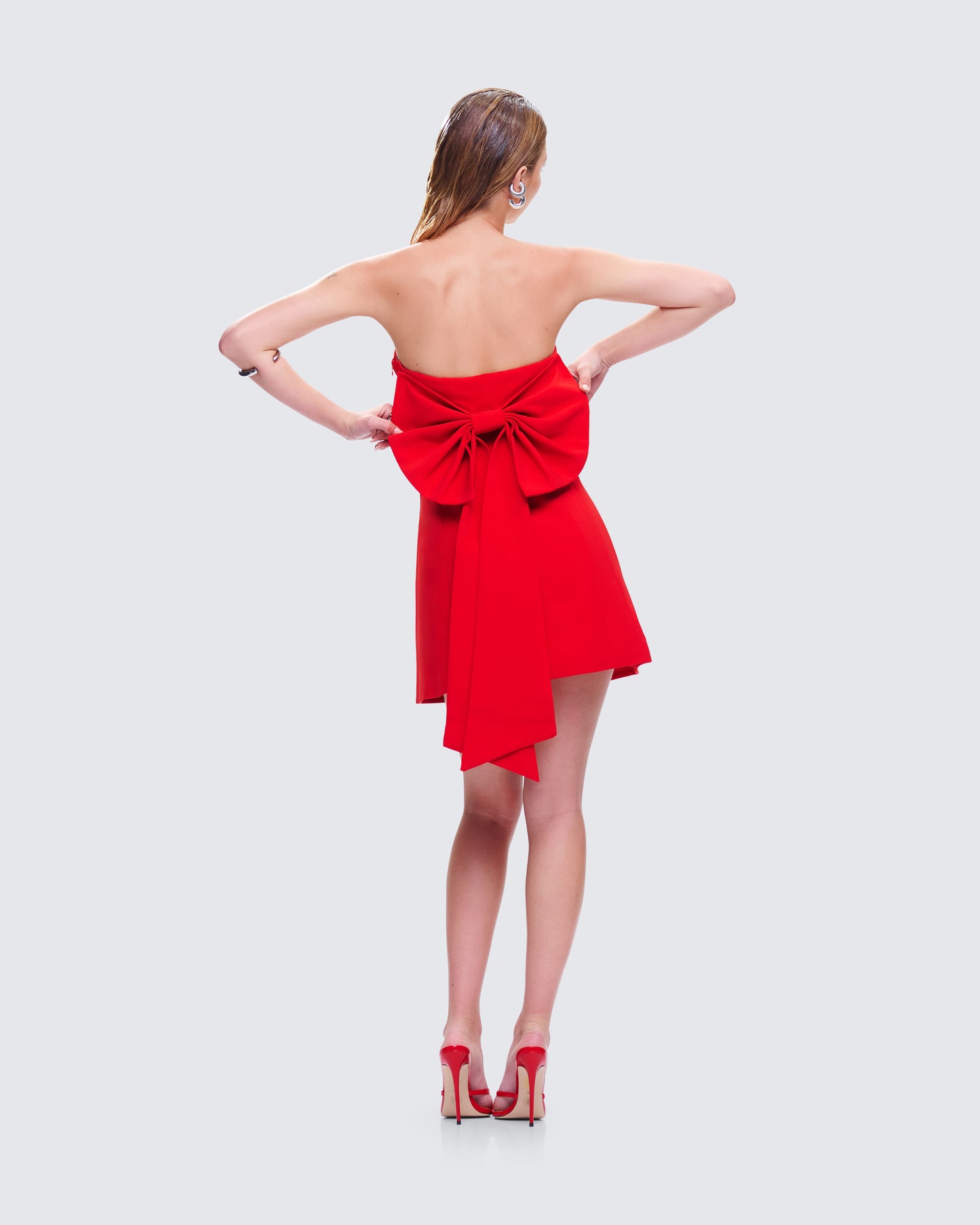 McKay Red Strapless Bow Mini Dress