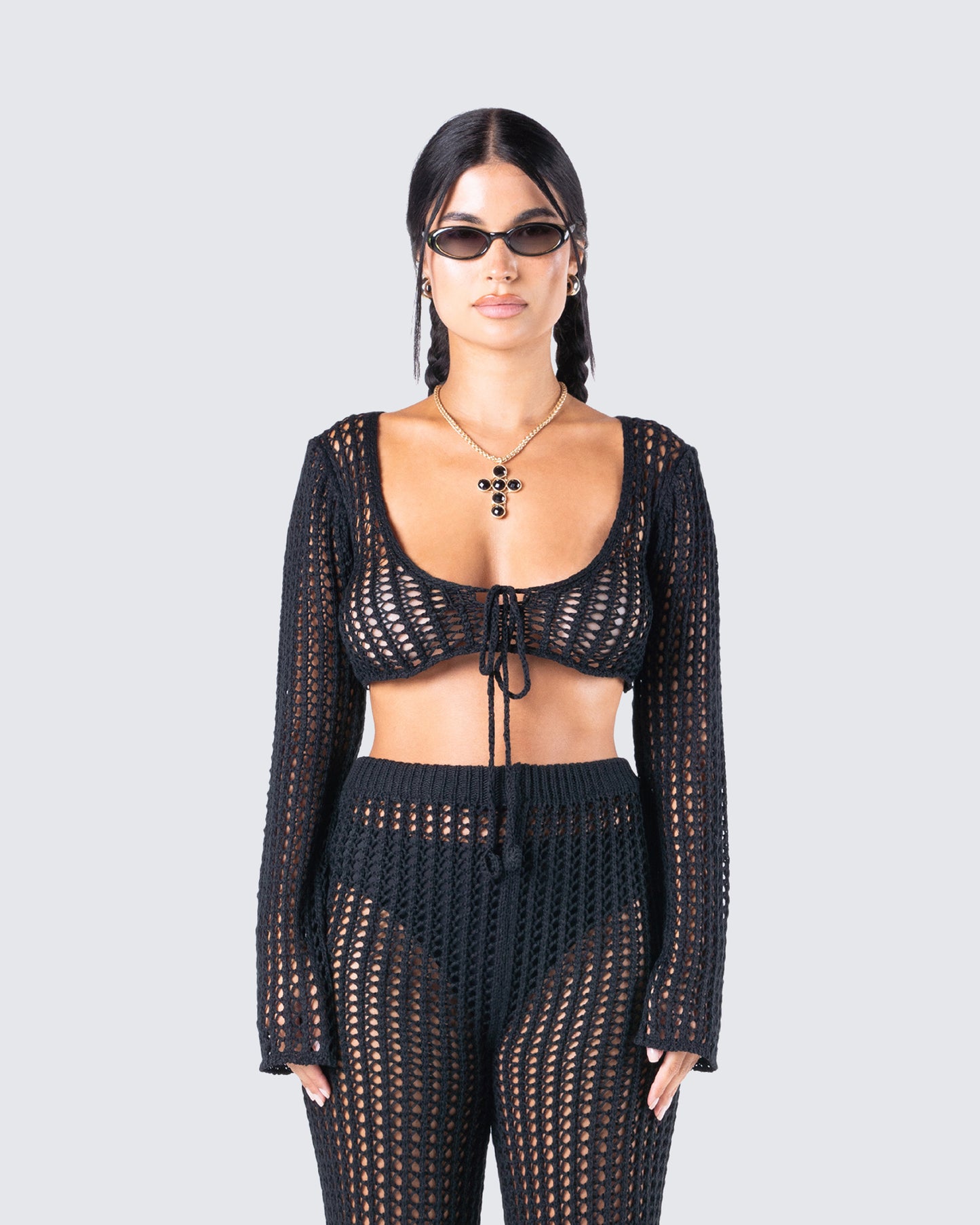 Melissa Black Crochet Top