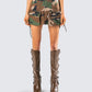 Merida Camo Zip Pocket Mini Skirt model front