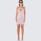 Micaela Pink Lace Heart Mini Dress model front