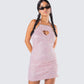 Micaela Pink Lace Heart Mini Dress