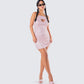 Micaela Pink Lace Heart Mini Dress