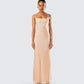 Michal Gold Sequin Maxi Dress model front