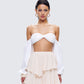 Milly White Poplin Bra Top model front