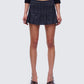 Minji Black Pinstripe Pleated Micro Mini Skirt model front