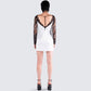 Minnie White Satin Lace Trim Dress