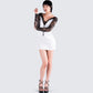 Minnie White Satin Lace Trim Dress