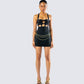 Miranda Black Ponte Mini Dress model front